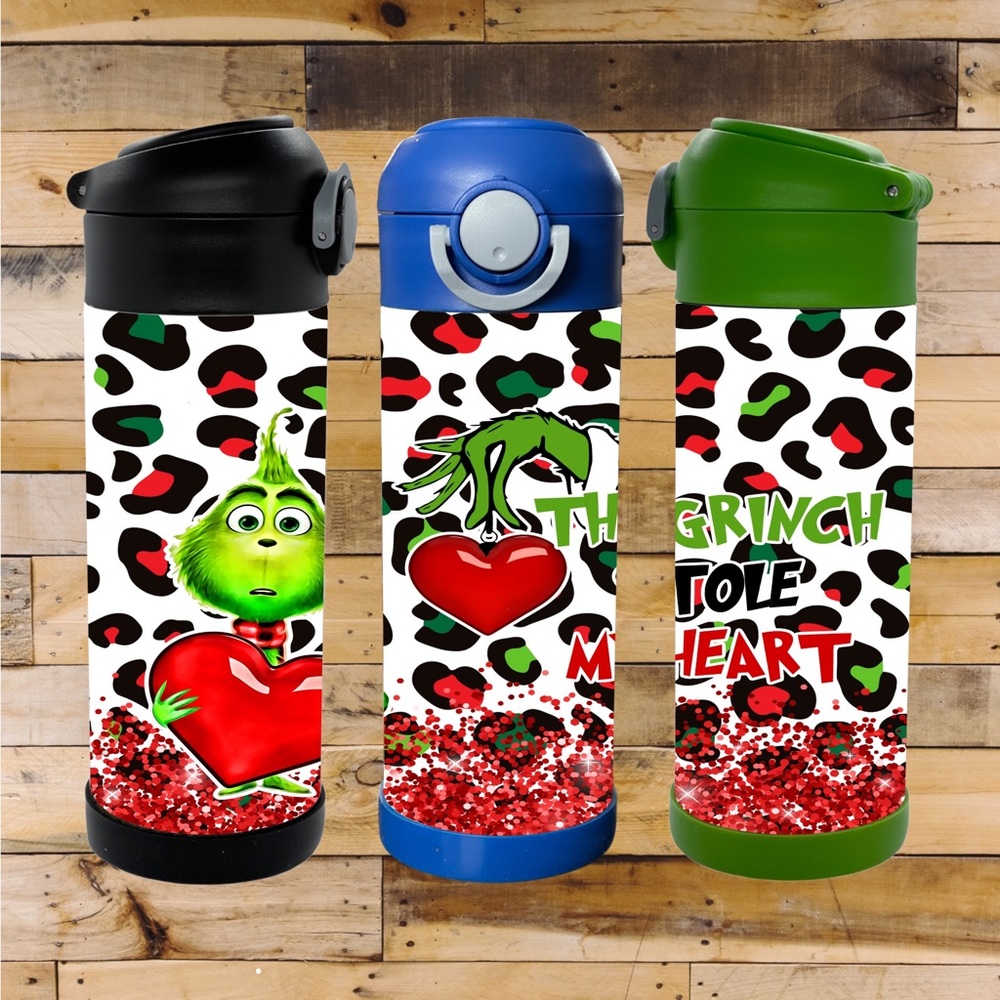 The Grinch Stole My Heart 12oz Flip Top Kids Bottle